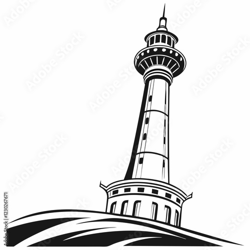 Tower vector silhouette black design white background