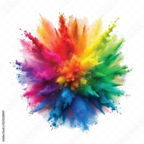 colorful rainbow holi paint color powder explosion isolated white wide panorama background