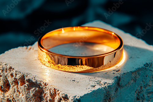 Gold Band on Textured Stone Surface