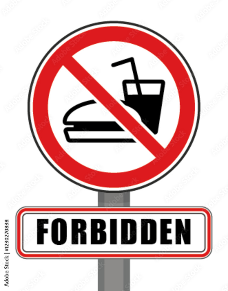 Forbidden sign red circle eat drink Forbidden sign red circle eat drink