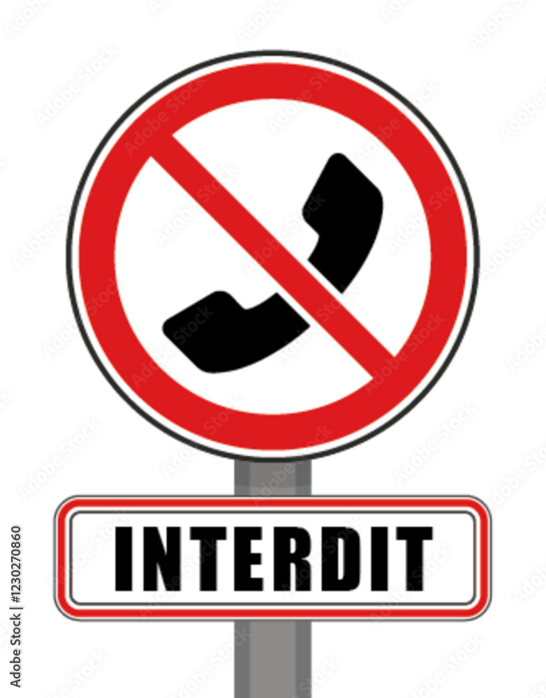 Interdit Panneau signalisation interdit rond rouge appel telephone