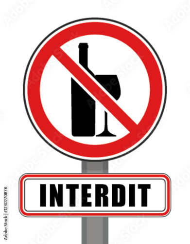 Interdit Panneau signalisation interdit rond rouge alcool