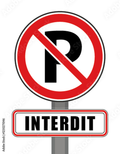 Interdit Panneau signalisation interdit rond rouge parking stationner