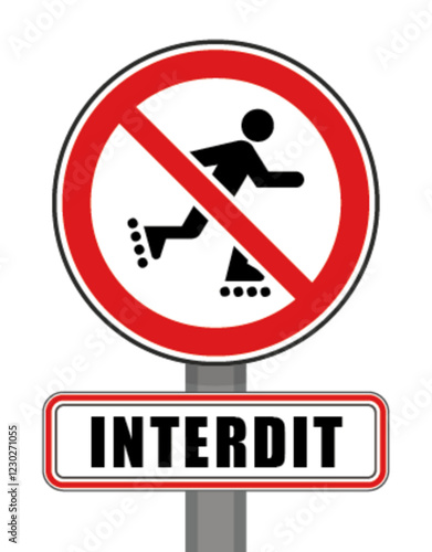 Interdit Panneau signalisation interdit rond rouge roller