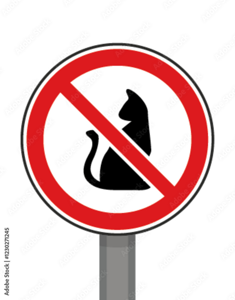 Panneau signalisation interdit rond rouge chat Panneau signalisation interdit rond rouge chat