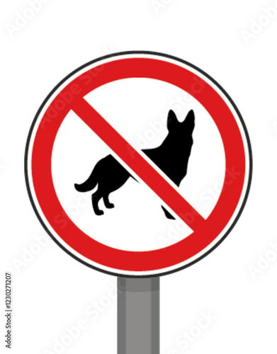 Panneau signalisation interdit rond rouge chien