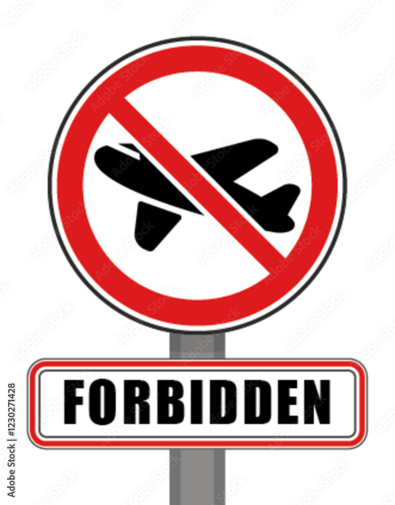 Prohibited sign red circle airplane Prohibited sign red circle airplane