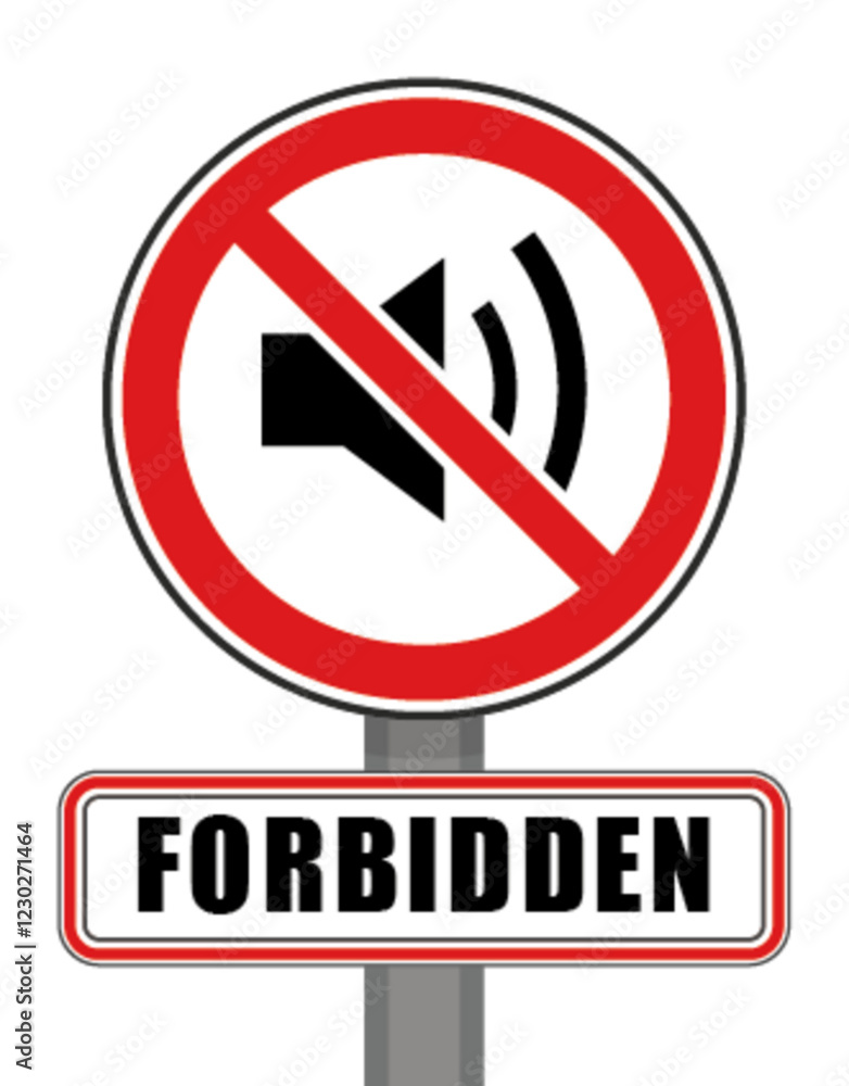 Prohibited sign red circle music sound Prohibited sign red circle music sound