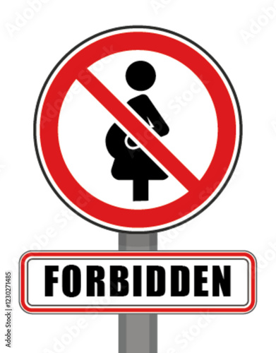Prohibited sign red circle pregnant woman