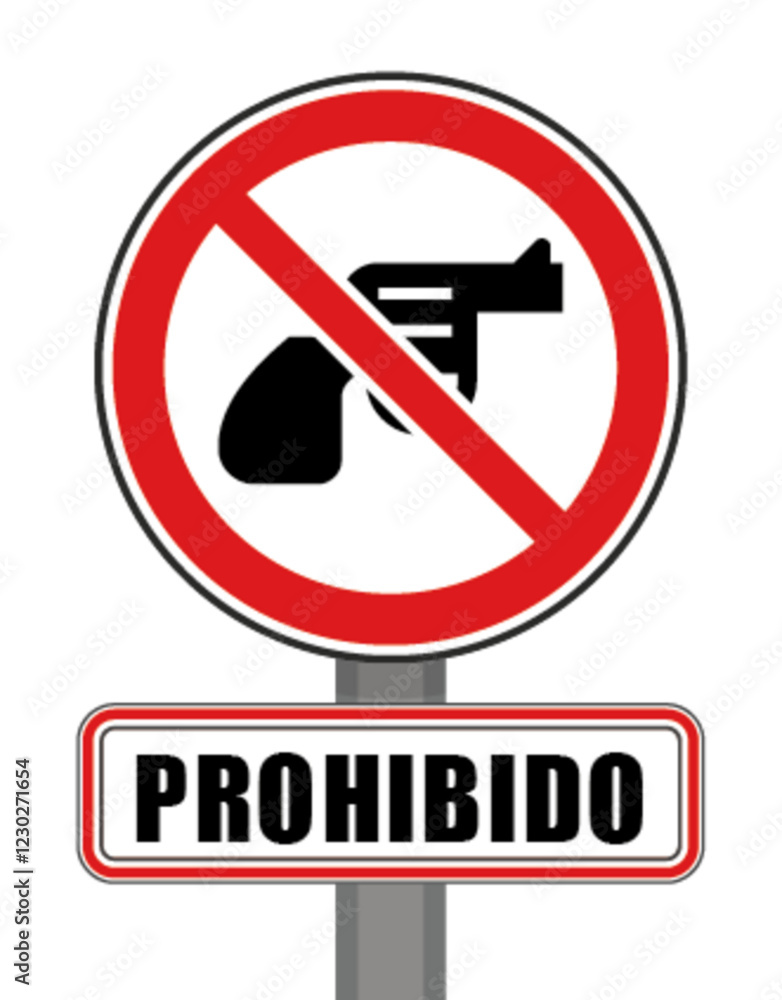 Señal de prohibido arma de fuego círculo rojo Señal de prohibido arma de fuego círculo rojo