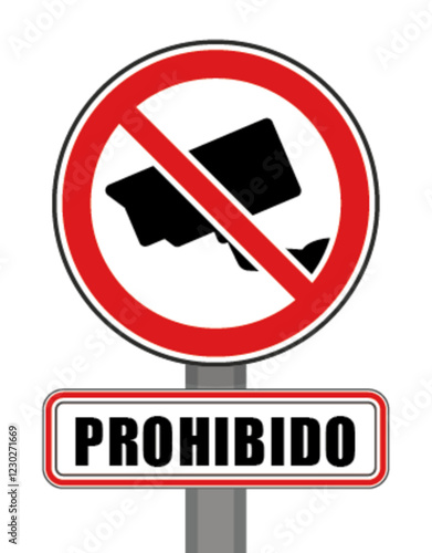 Señal de prohibido círculo rojo cámara de vigilancia filmación