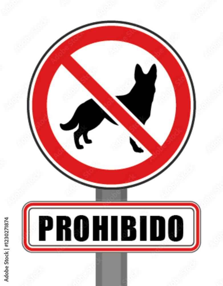 Señal de prohibido perro círculo rojo