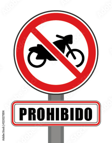 Señal de prohibido Motocicleta círculo rojo