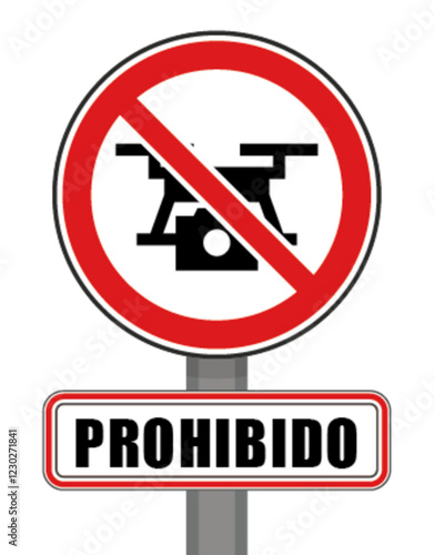 Señal de prohibido el vuelo de drones círculo rojo