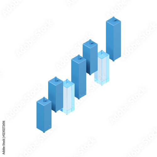 Free Download Abstract glass candlestick chart. Isolated. Transparent background. Glassmorphism.  Translucent. 3d illustration. - GFXLoad
