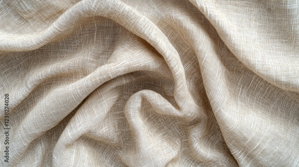 Beige Linen Fabric Draped Softly Showing Texture Beige Linen Fabric Draped Softly Showing Texture