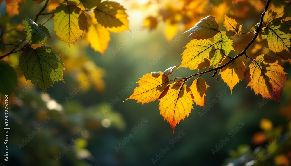 Autumnal Glow: Sunlit Leaves in Fall Autumnal Glow: Sunlit Leaves in Fall