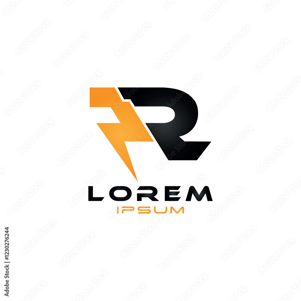 Bold and Dynamic Letter R Logo with Lightning Effect Bold and Dynamic Letter R Logo with Lightning Effect