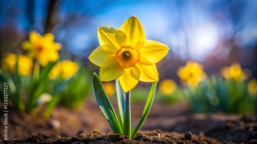 Obraz premium Vibrant Yellow Daffodil in Spring Bloom