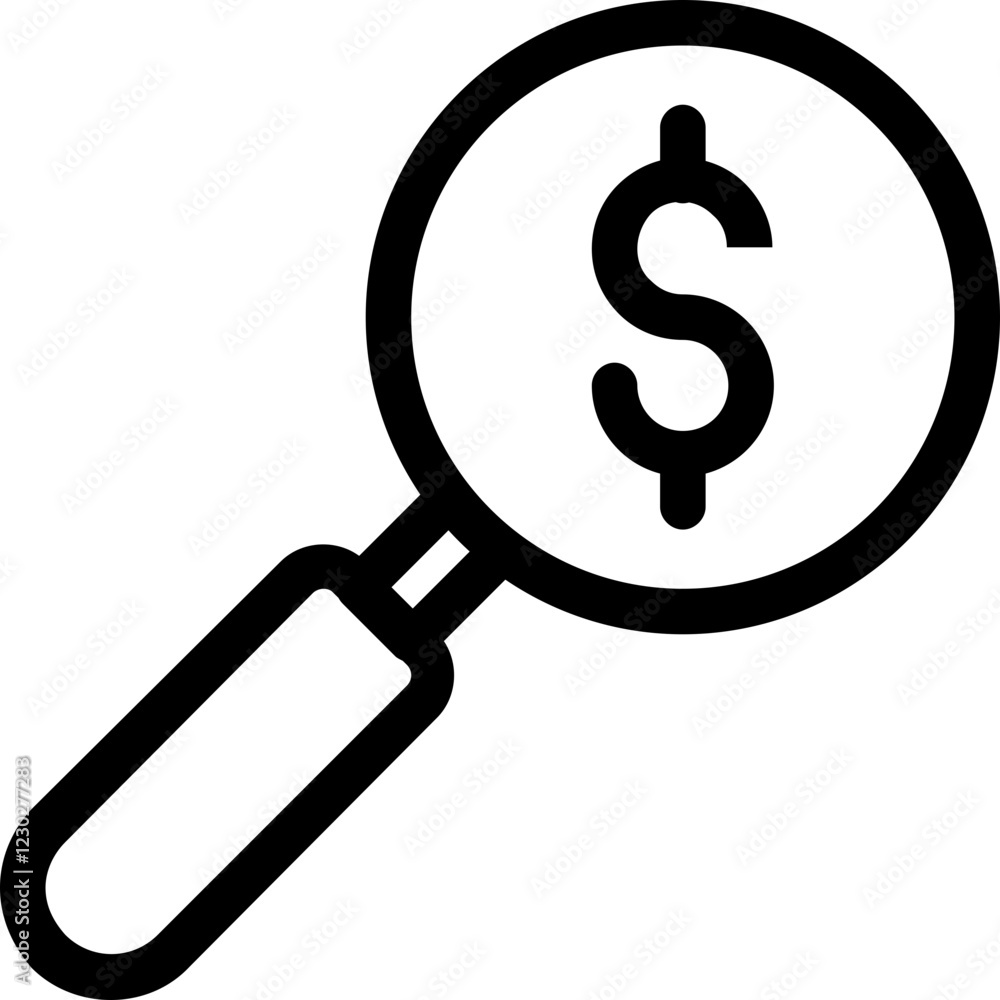 Search dollar audit vector thin line icon