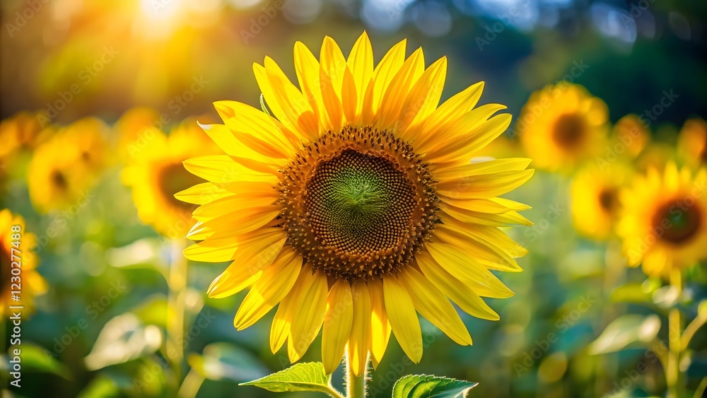 Fototapeta premium Sunflowers in a Field at Sunset