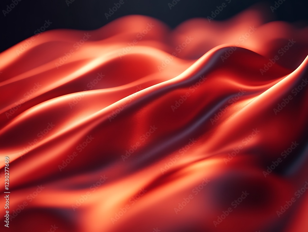 Obraz premium Abstract Red Draped Fabric Soft Waves
