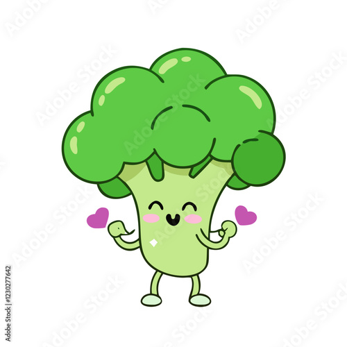 Broccoli in cute cartoon style