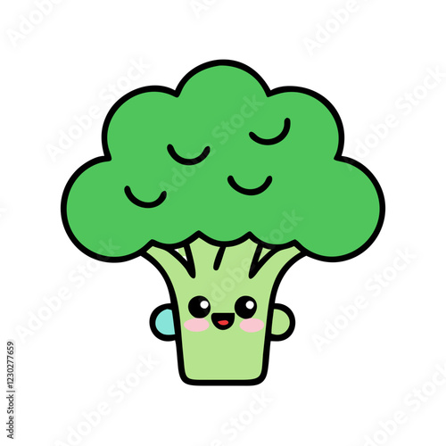 Broccoli in cute cartoon style