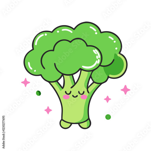 Broccoli in cute cartoon style