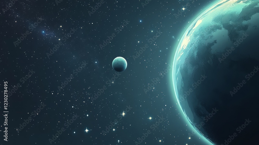 Fototapeta premium A stunning space-themed vector background featuring a vibrant nebula and twinkling stars, bringing a magical and cosmic feel to the scene