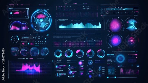 Striking Neon Gaming Interface with High-Tech Elements