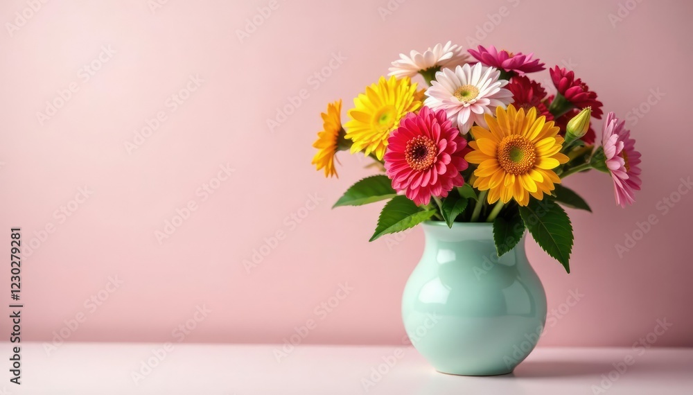 Fototapeta premium Freshly picked wildflowers in a vase on a soft background, flowers, arrangement