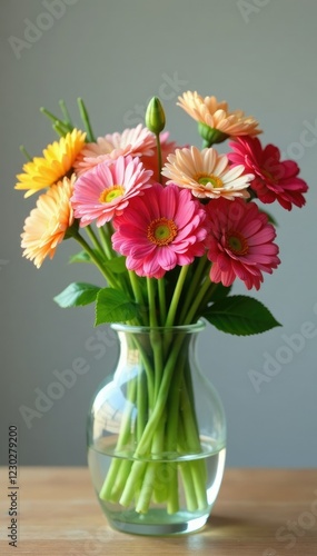Wallpaper Mural Freshly cut flowers in a glass vase with intricate stems, petals, bouquet Torontodigital.ca