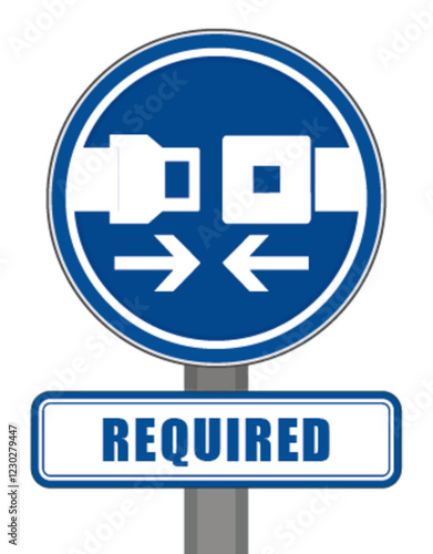 Compulsory round blue vehicle safety belt protection sign
