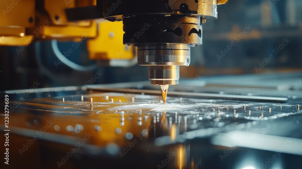 Advanced metalworking machinery used in professional manufacturing settings, showcasing an industrial concept with a modern CNC digital programmable system Advanced metalworking machinery used in professional manufacturing settings, showcasing an industrial concept with a modern CNC digital programmable system
