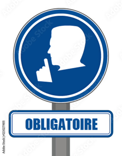 Panneau signalisation obligatoire rond bleu protection silence