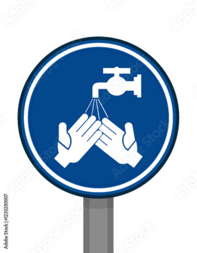 Port obligatoire rond bleu lavage des mains