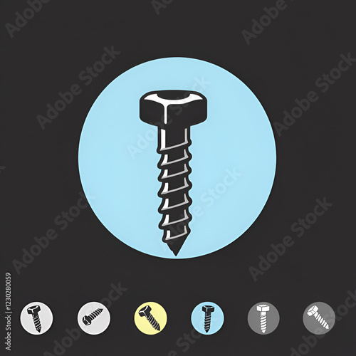 Self-tapping screw icon vector set. Screw illustration sign collection. Bolt symbol or logo. photo