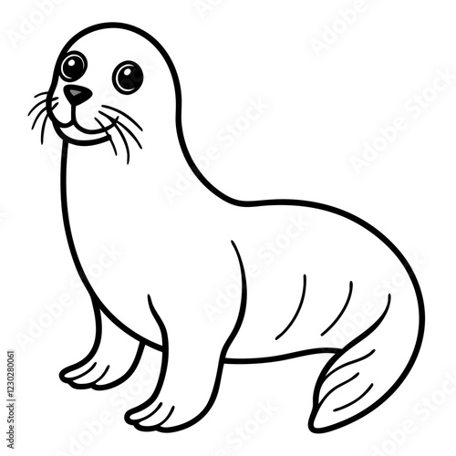 Cute Black Vector Sea Lion Line Art Black Vector Silhouette Cartoon  Illustration