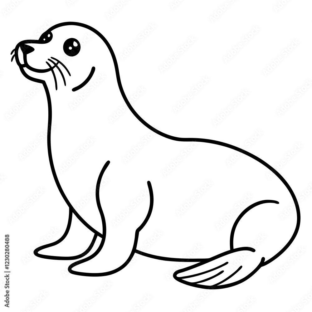 Cute Black Vector Sea Lion Line Art Black Vector Silhouette Cartoon Illustration Cute Black Vector Sea Lion Line Art Black Vector Silhouette Cartoon Illustration