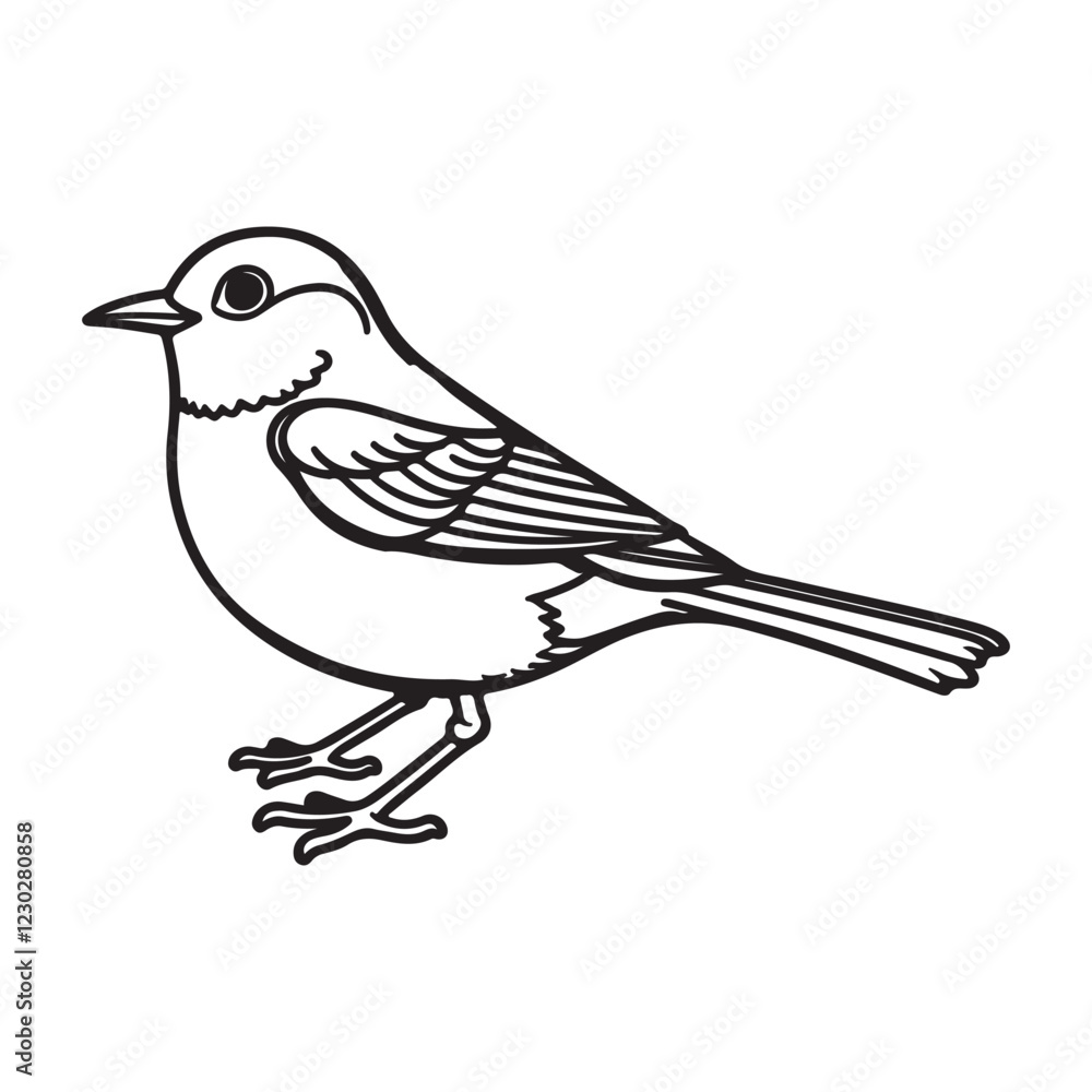 Fototapeta premium magpie robin line art vector on white background