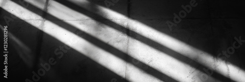 An abstract black and white background featuring a soft shadow texture, with gentle light rays illuminating the design. The interplay of shadows and light creates a moody, dynamic atmosphere, enhancin photo