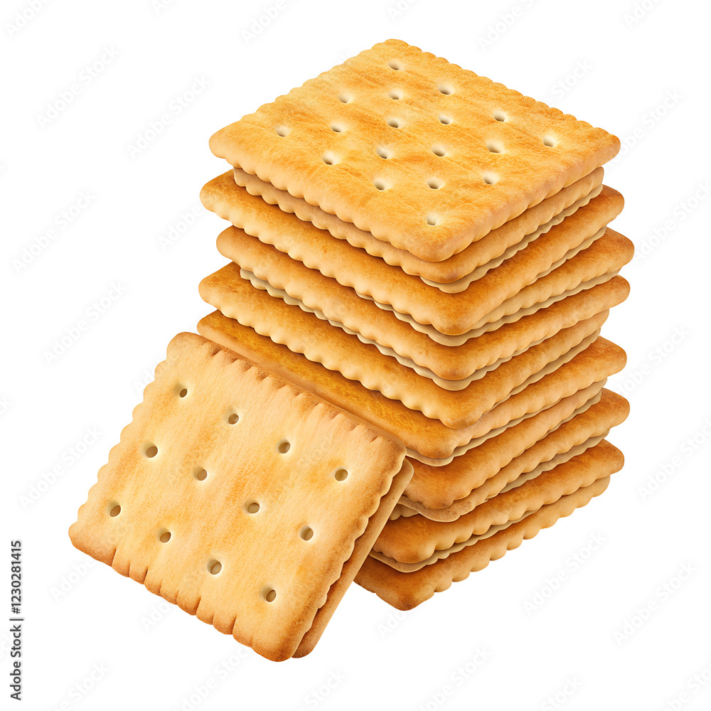 stacked pile of crispy saltine crackers isolated on transparent background stacked pile of crispy saltine crackers isolated on transparent background