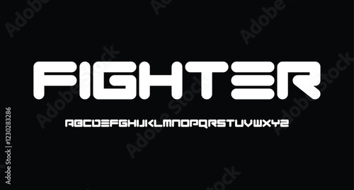 Fighter, Modern Bold Font. Sans Serif Font. Regular Uppercase Lowercase Typography urban style alphabet fonts for fashion, sport, technology, digital, movie, logo design, vector illustration
