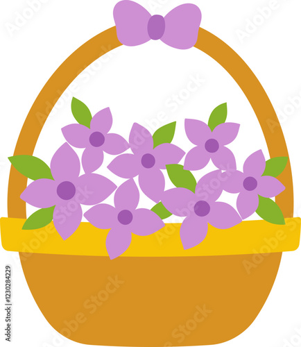 Flowers with basket icon.
Spring garden flowers in baskets vector isolated.
Transparent background.