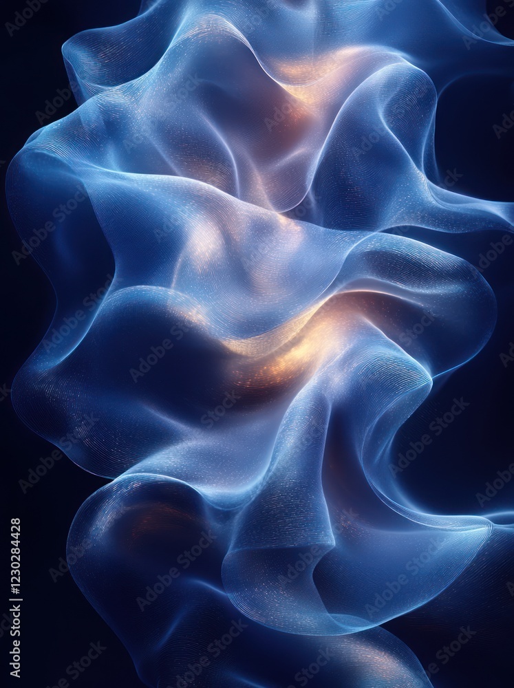 Obraz premium Abstract blue energy swirls, dark background, digital art, website banner