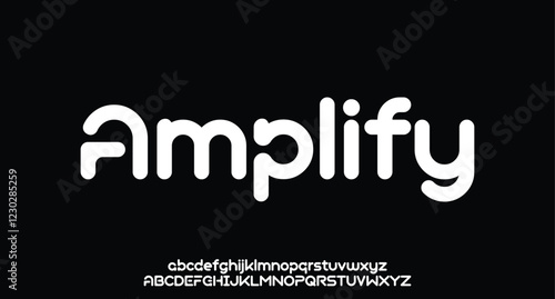 Amplify, Modern tech Font. Sans Serif Font. Regular Uppercase Lowercase Typography urban style alphabet fonts for fashion, sport, technology, digital, movie, logo design, vector illustration
