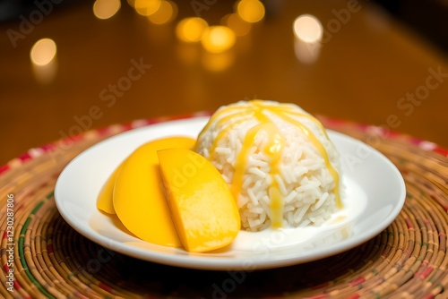 Mango Sticky Rice with Ripe Mango and Coconut Milk photo