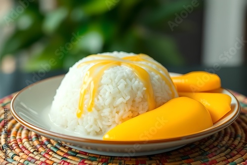 Mango Sticky Rice with Ripe Mango and Coconut Milk photo