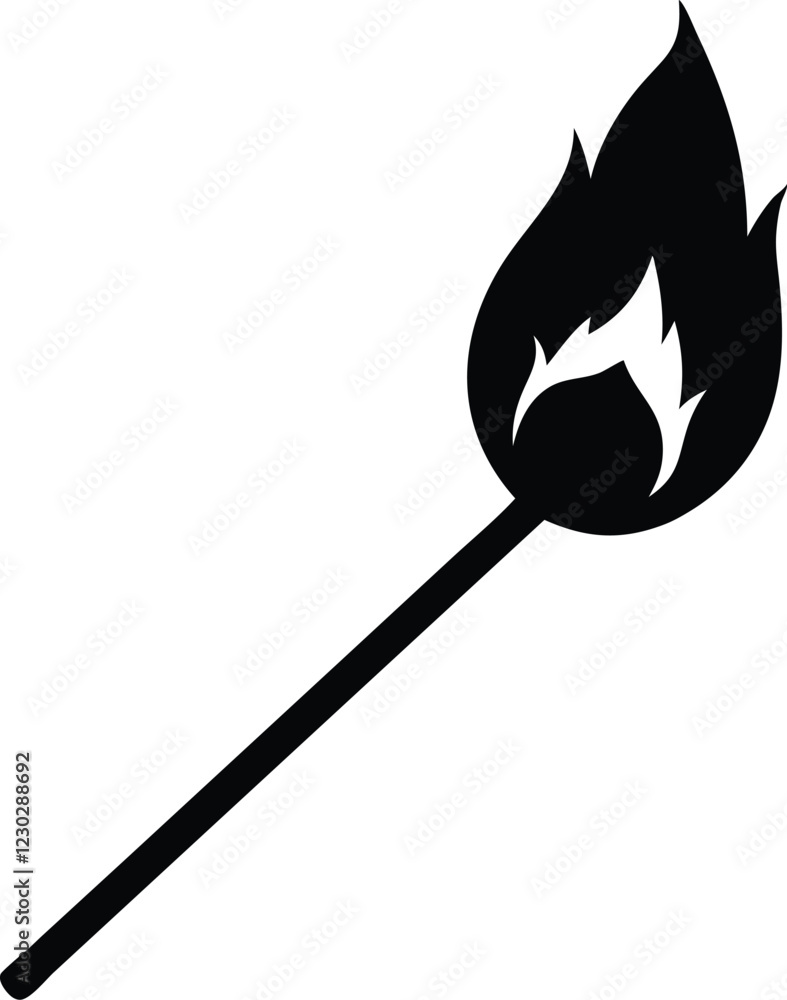 Burning Matchstick silhouette,Burning Matchstick icon vector Burning Matchstick silhouette,Burning Matchstick icon vector